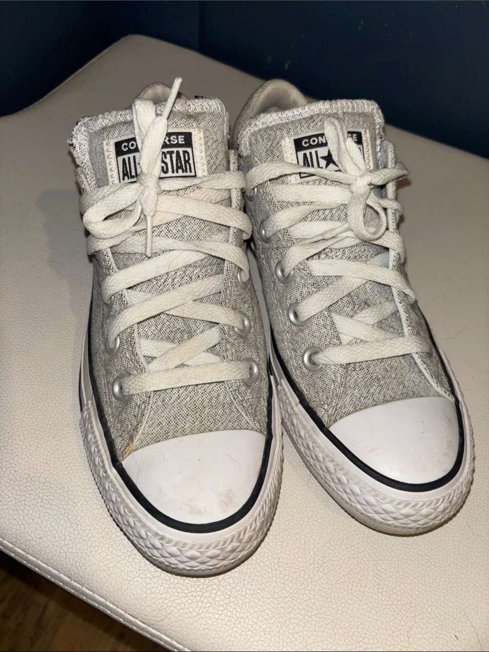 Converse Grey Canvas Low-Top Sneakers with‎ White Laces